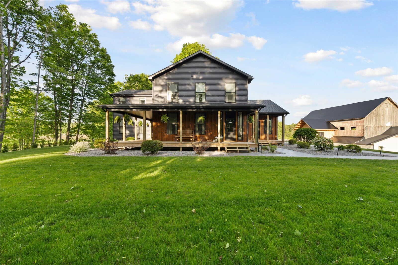 Farmhouse porch and grounds
